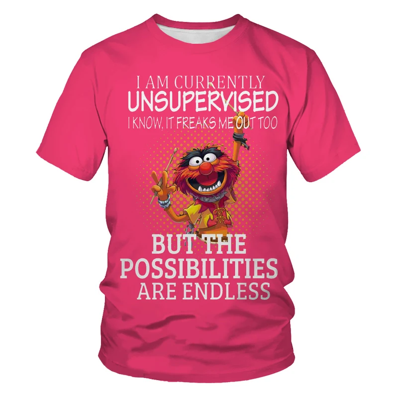 

Cartoon anime character pink starfish 3D printing men and women T-shirt personality street students O-neck short-sleeved loose