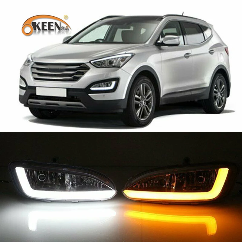 2 шт. дневные ходосветильник огни для Hyundai Santa Fe IX45 2013 2014 2015|Фара авто в сборе| |