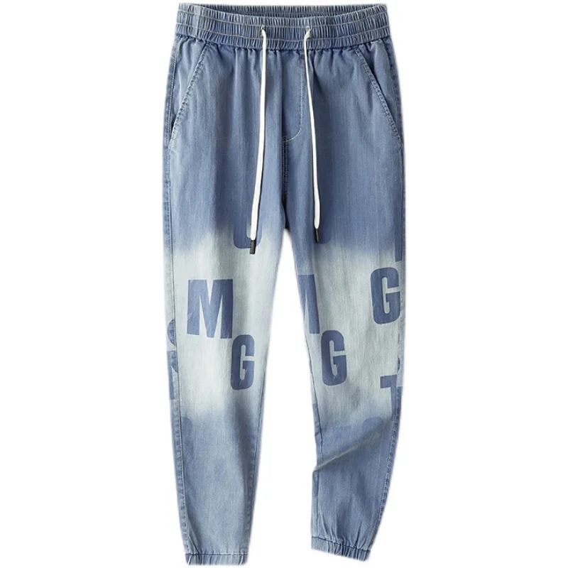 

Casual Popular Mens Print Graphic letters Baggy Jeans For Men Wide leg Oversize Cargo Denim Overalls Printed Man Pants