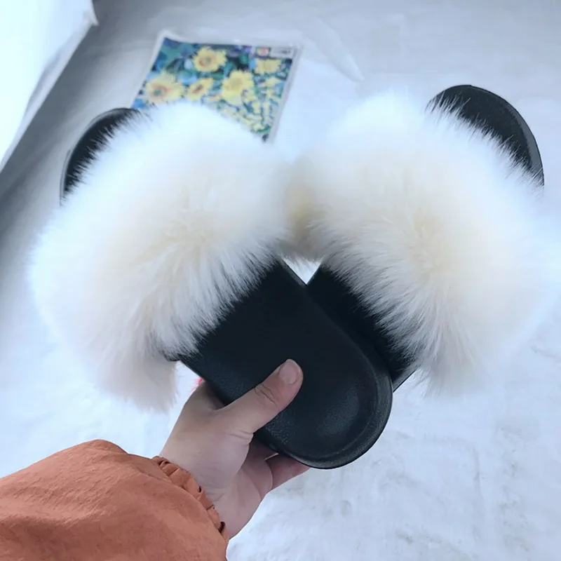 

Litthing Home Women's Fur Plush Slippers Faux Furry Slipper Outdoor Slides Cute Ladies Cute Sandals Flat Shoes For Women