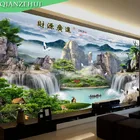 QIANZEHUI, рукоделие, DIY печать ландшафта приветливая сосновая вышивка, наборы для вышивки крестиком восходящее солнце