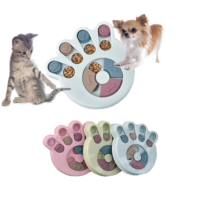 Медленная кормушка для кошек миска еды поворотная головоломка игрушки медленно