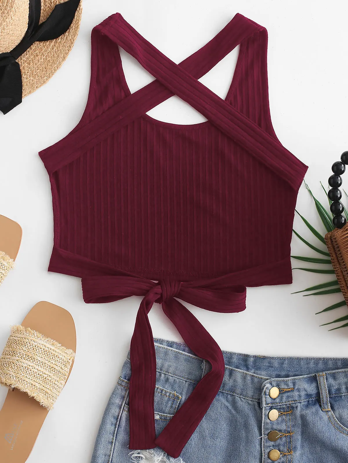 ZAFUL Футболка крест-накрест с открытой спиной и завязкой сзади сексуальный