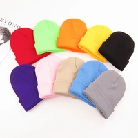 hats mens autumn and winter warm knitted woolen caps womens pullovers cold hats hip hop hats light board pure black hats