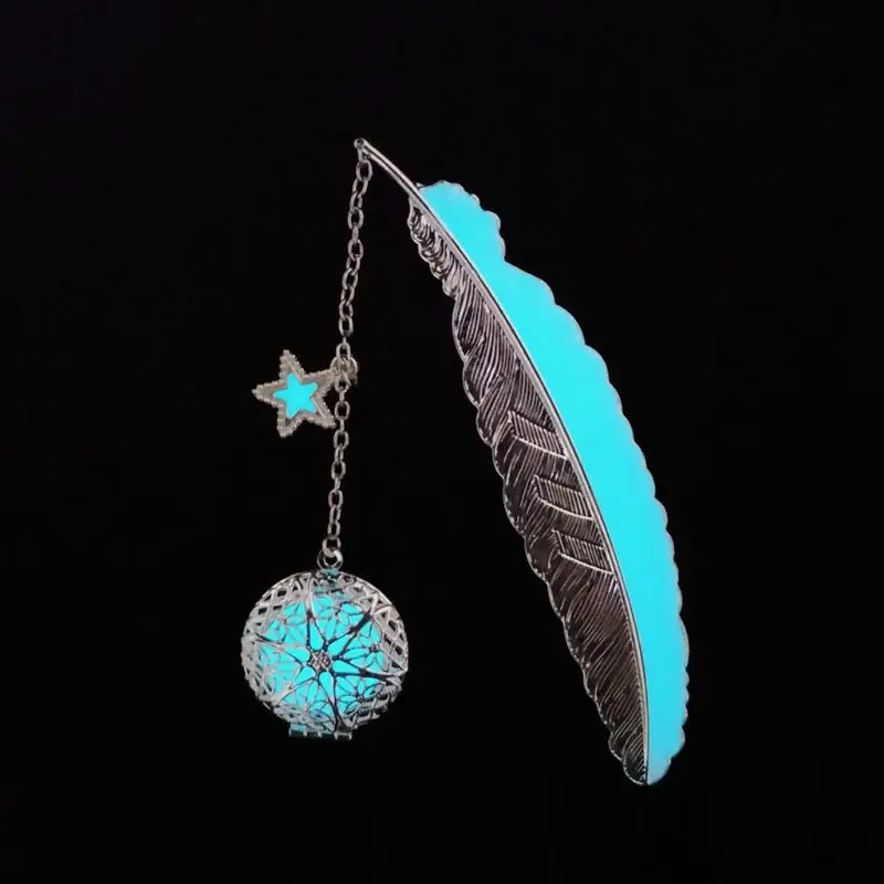 Metal Luminous Feather Angel Wings Bookmark Retro Moon Fluorescent Big Five Stars Time Gem Exquisite Small Bookmarks | Канцтовары для