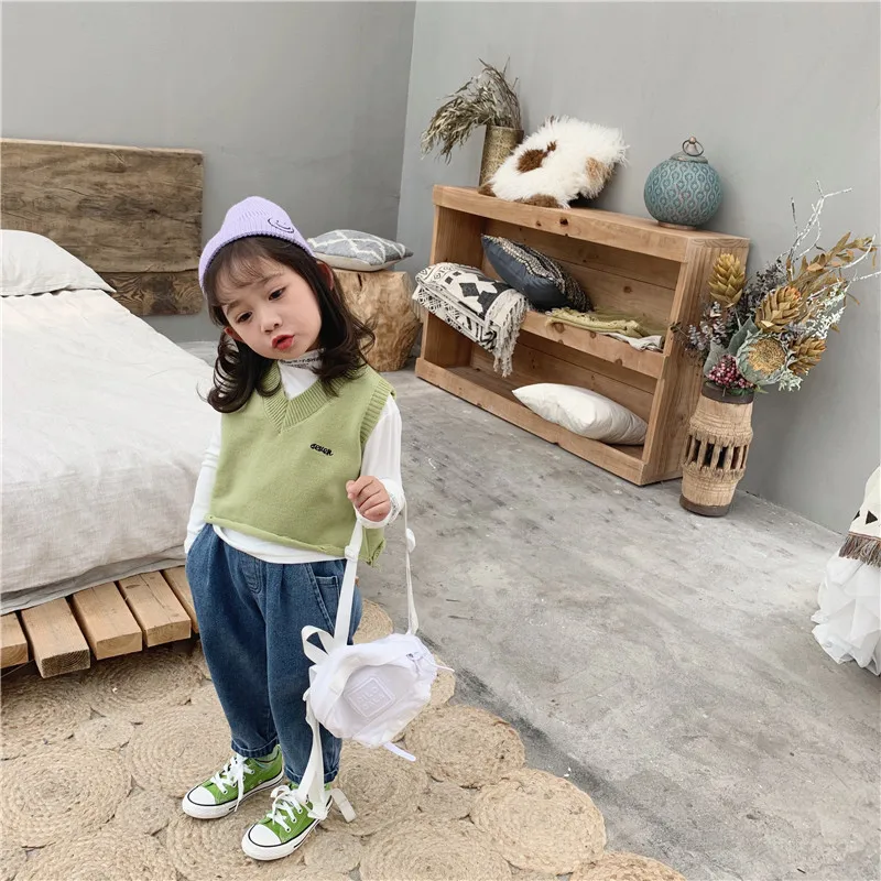 

WLG Autumn baby boys girls jeans kids denim blue casual all match printed trousers children jeans