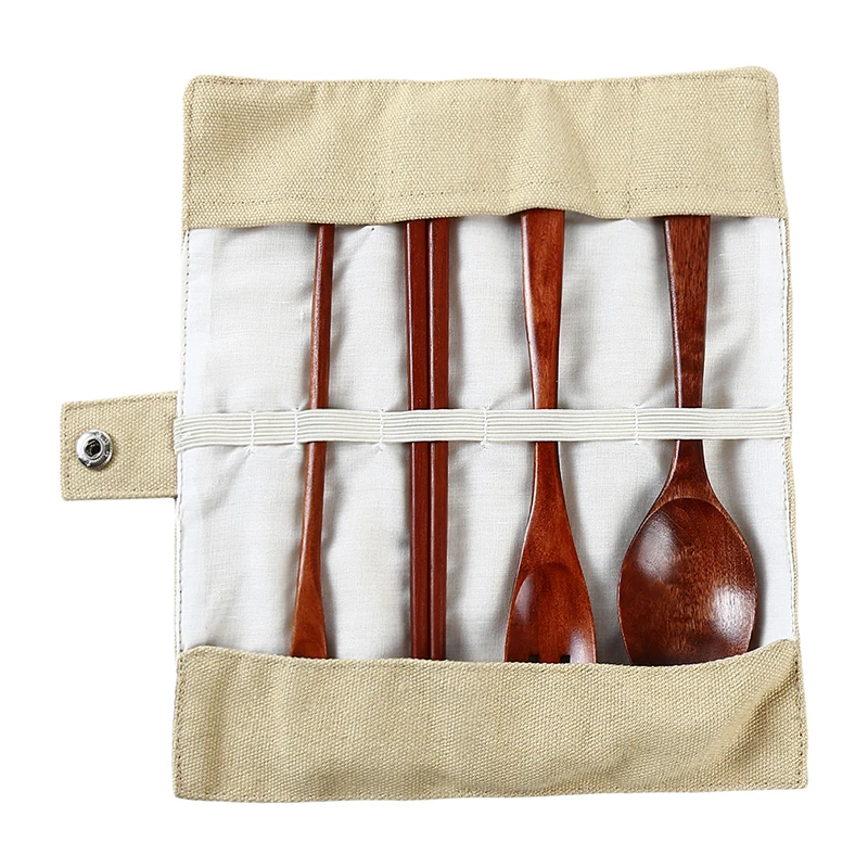 Набор посуды бамбуковые столовые приборы набор деревянной соломы с дорожным