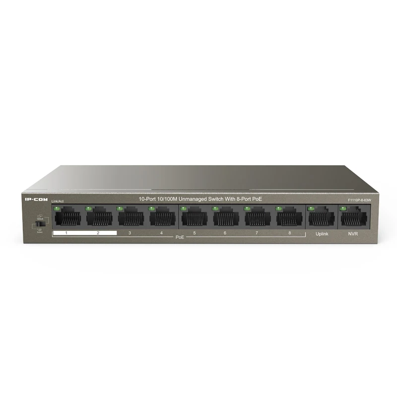 PoE switch 10 Port Desktop Fast Ethernet Switch with 8 lan ethernet hub rj45 One-key VLAN 802.3af/at | Компьютеры и офис