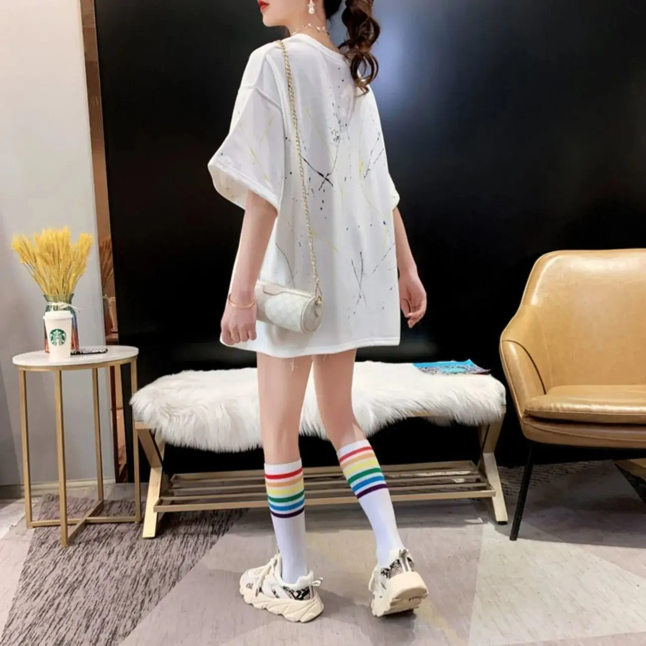 

Cotton large size foreign style short sleeve T-shirt women's summer 2021 new Joker loose salt design shirt tide