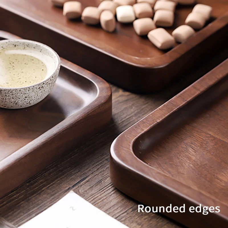 Square/Round Storage Plate Wooden Coasters Tray For Drinks with Water Function Nature Walnut Kitchen Tableware | Дом и сад