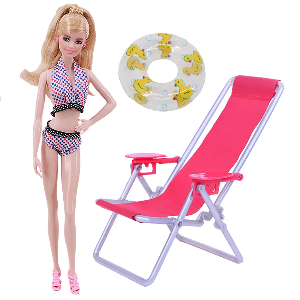 Куклы-Барби Одежда Аксессуары 3 шт = 1xSwimwear бикини + 1x пляжное кресло 1xSwim кольцо для