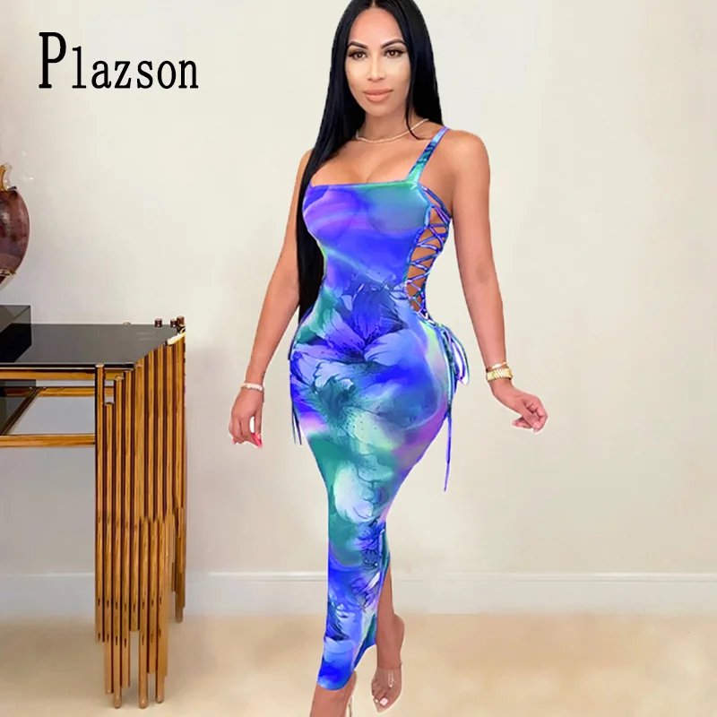 Со шнуровкой сбоку-апом просвечивающее сексуальное Цветочный принт облегающее