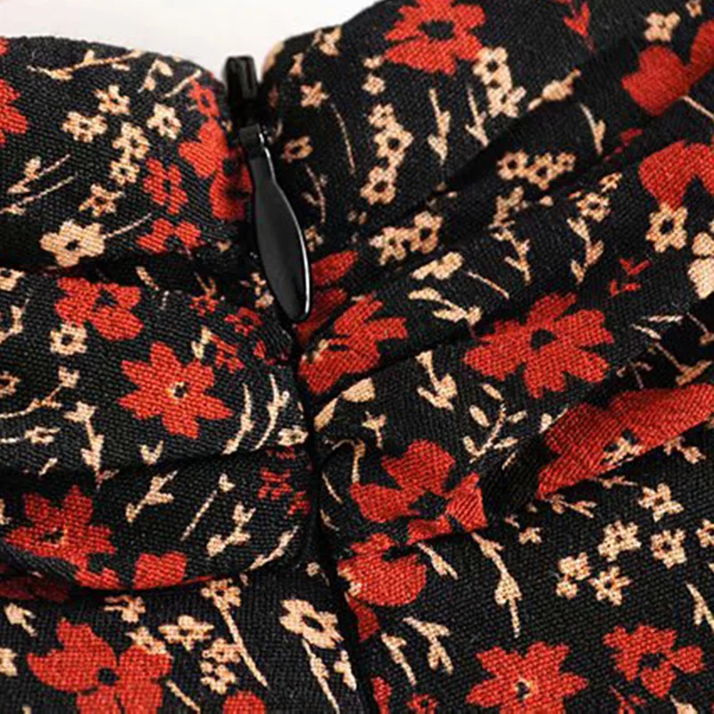 Винтаж элегантные Цветочный принт плиссированные Maxi Dress Vestidos Для женщин 2019 Мода с