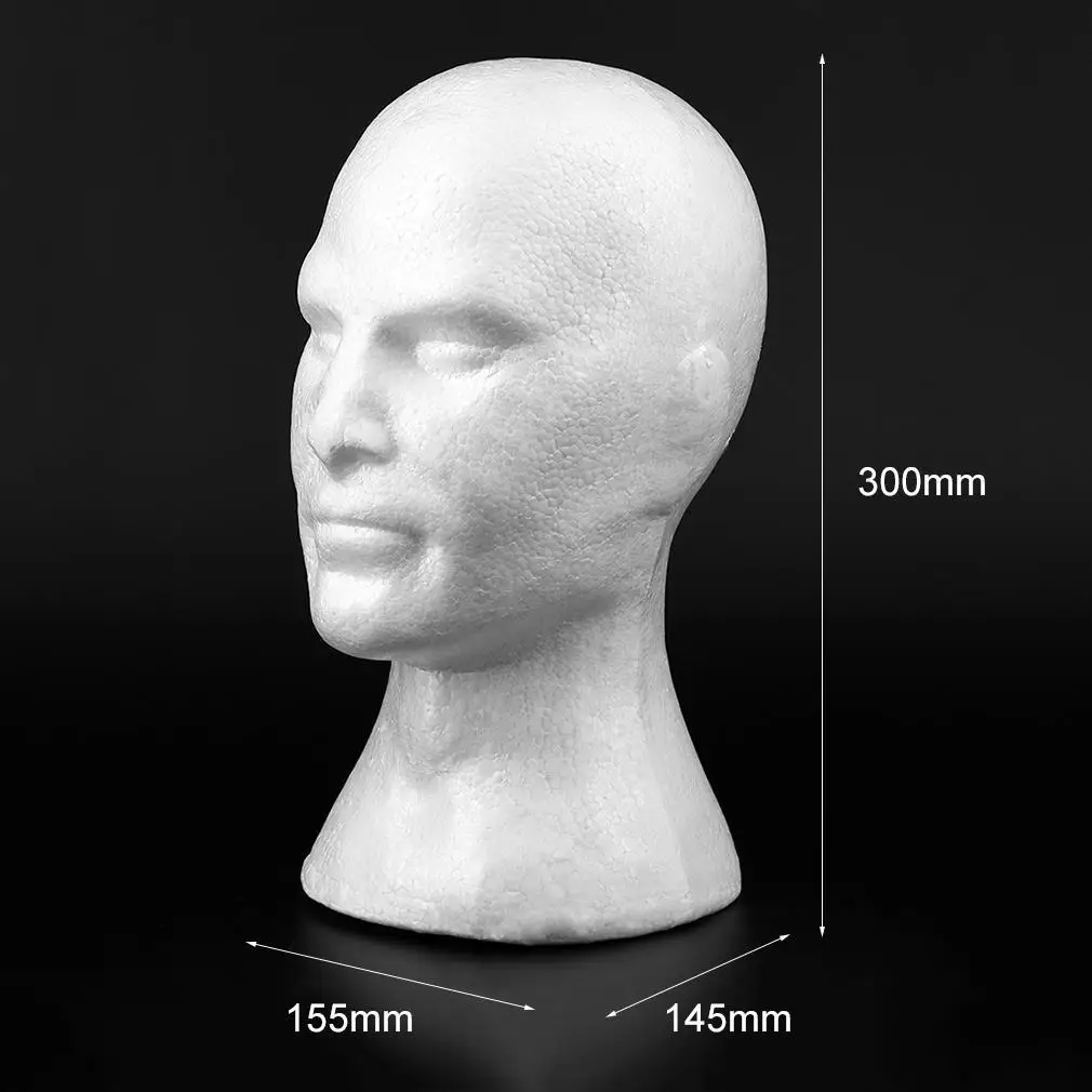 1 шт белый пенопластовый манекен голова парик шапка с очками дисплей мужской