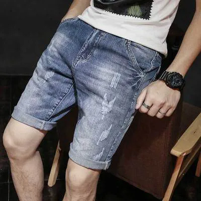 

Men's Linen Jeans Men's Summer Thin Tide Loose Casual Shorts 7 Pants Trends Korean