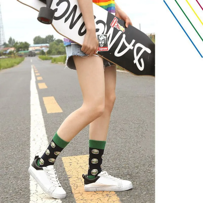 Женские носки Забавные милые хлопковые в стиле Харадзюку для скейтборда