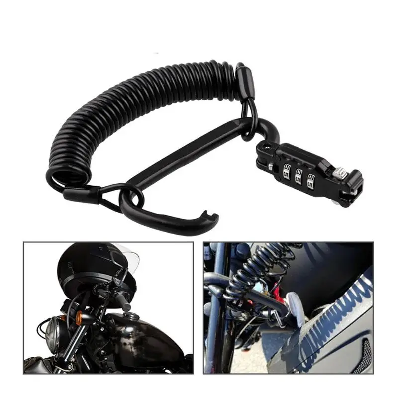 

Black Tough Motorcycle Helmet Lock with Combination Pin Locking Carabiner Device