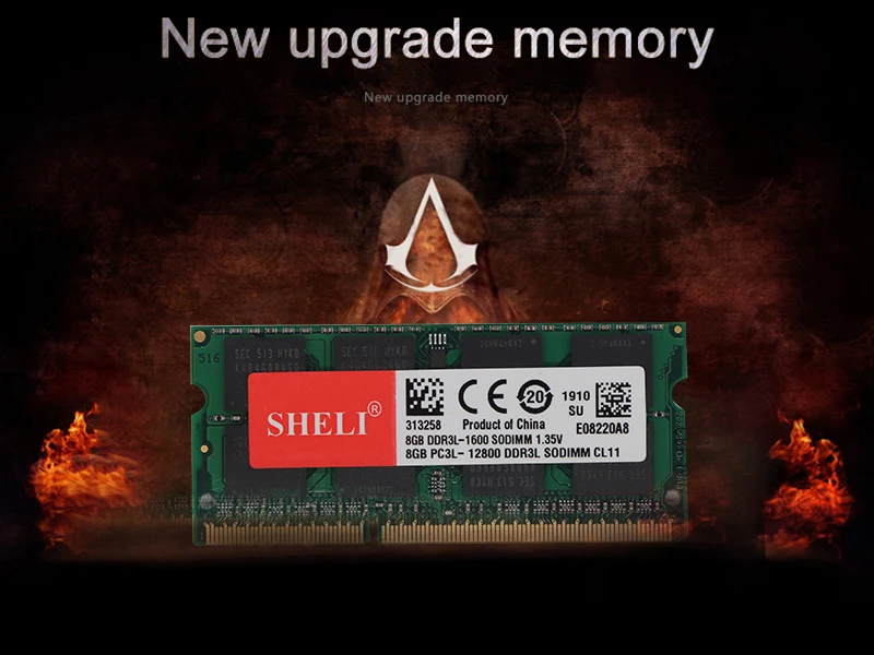 SHELI новые тетради памяти 8 Гб 2RX8 PC3L-12800S DDR3L 1600 МГц SO-DIMM 204pin CL11 памяти ноутбука