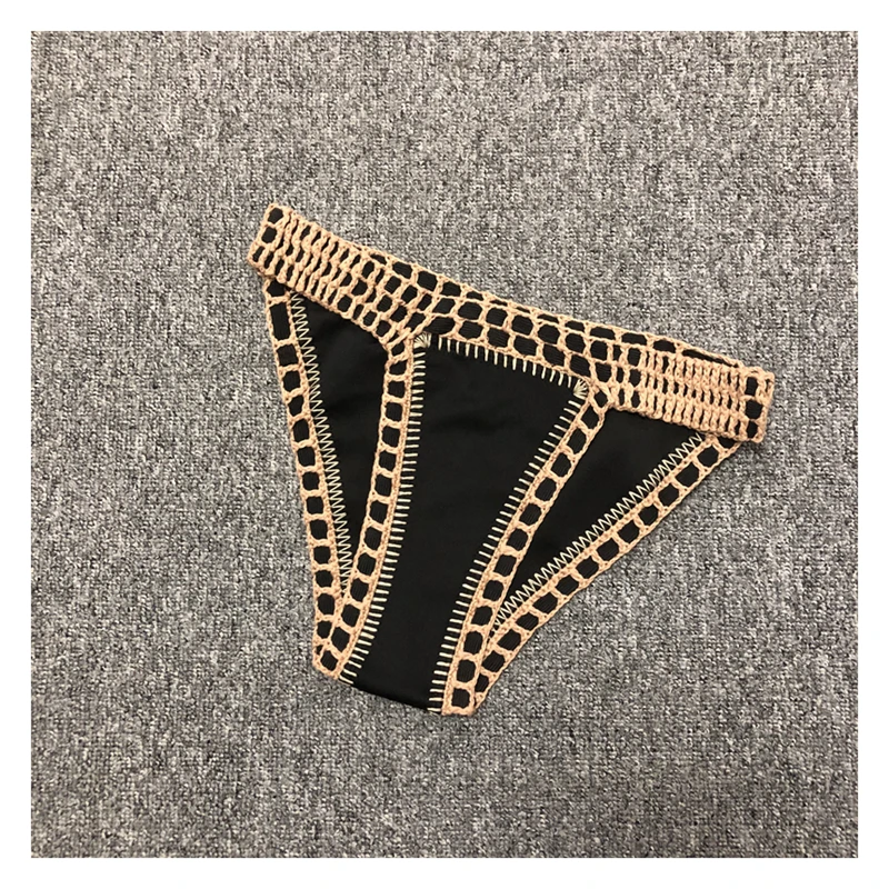 Женский сексуальный купальник с эластичным купальником черные вязаные крючком