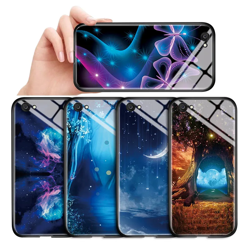 Глянцевый чехол из закаленного стекла для Vivo Y85 Y91 Y91C Y93 Y95 Y97 Z1 Pro Y11 2019|Бамперы| |