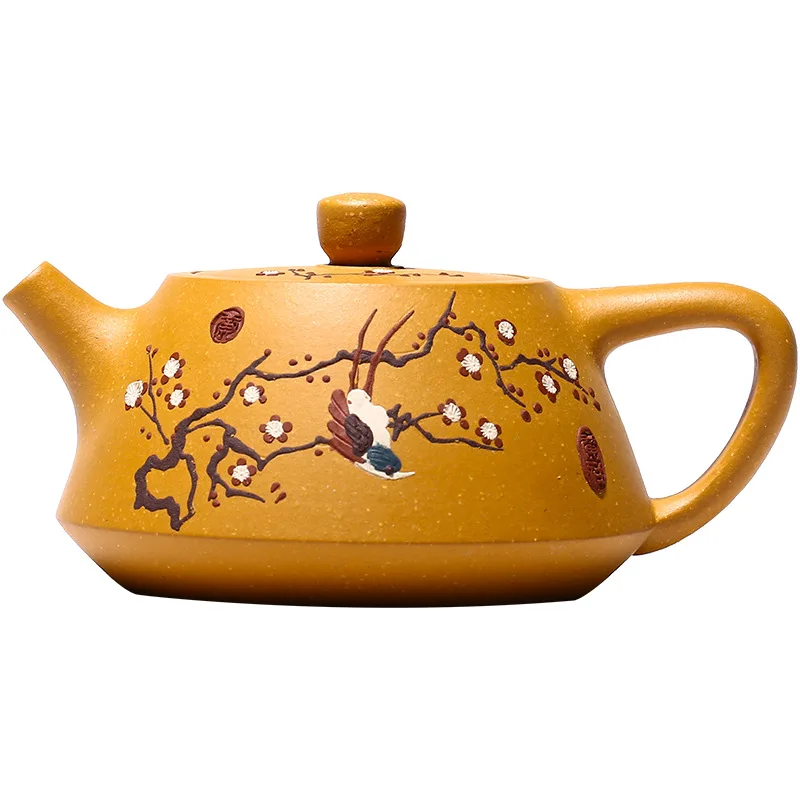 

Purple clay teapot pure manual raw ore section mud drawing well column teapot tea set origin direct gift