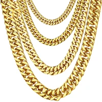 u7 cuban link chain necklace stainless steel gold plated curb chains for men women 18 20 22 24 26 length
