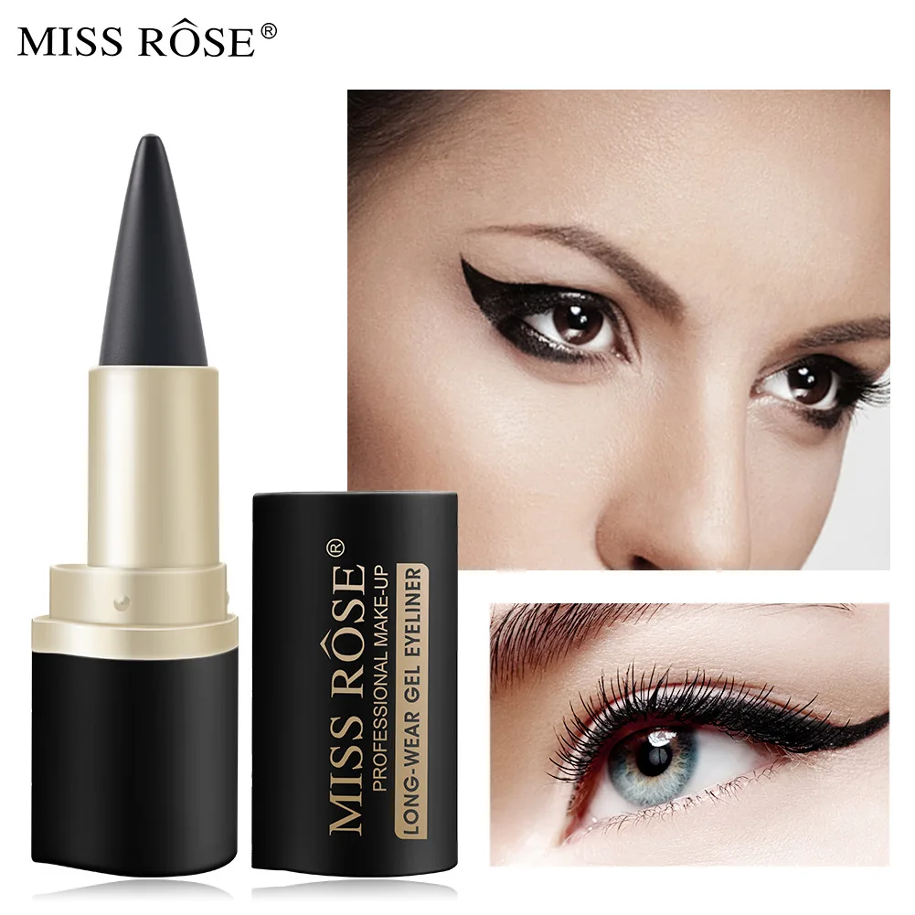 

Miss Rose Black Gel Eyeliner Pencil Stick Smooth Eyes Makeup Waterproof Long Lasting Beauty Cosmetics Eye Liner Pen