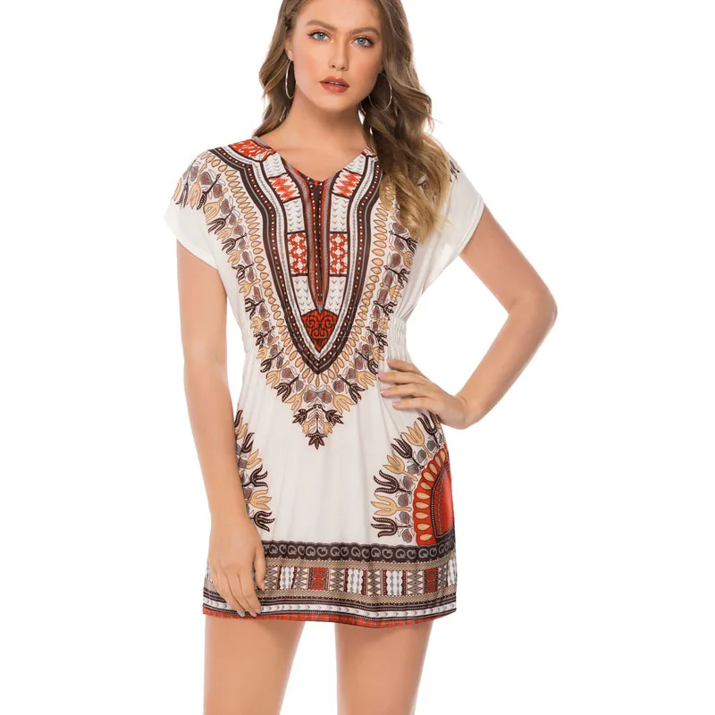 Uumaysari бутик Новое повседневное этническое с принтом богемное поясом