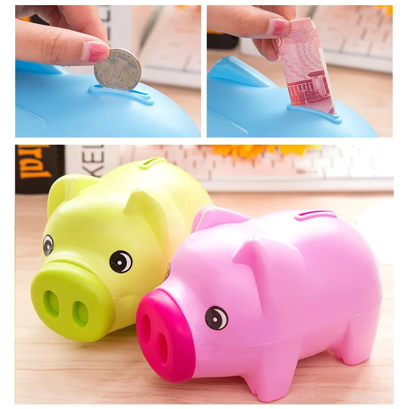 

Coin Money Box Kids Gifts Saving Cash Portable 3 Color Home Decor Cute Cartoon Animals Plastic Piggy Bank Children Safekeeping