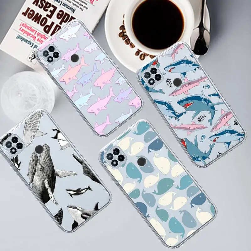 

shark Cartoon cute Phone Case Transparent for Xiaomi redmi note 8 9 10 11 t lite pro ultra mix 4 k40
