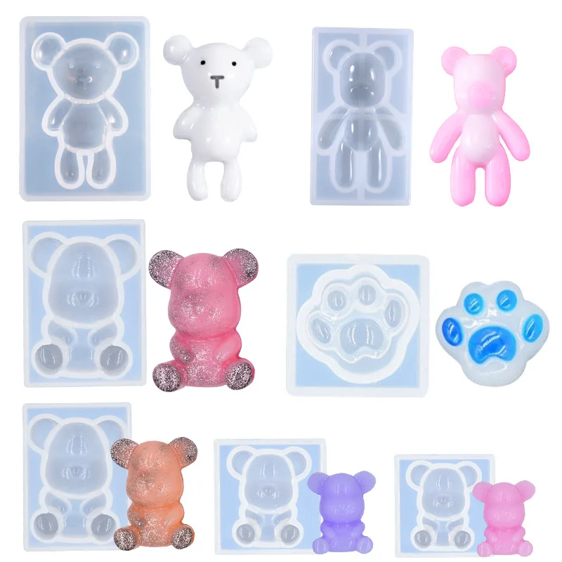 

Teddy Bear Keychain Crystal Epoxy Resin Mold Keychain Resin Mold Pendant Silicone Mould DIY Crafts Jewelry Necklace Casting Tool