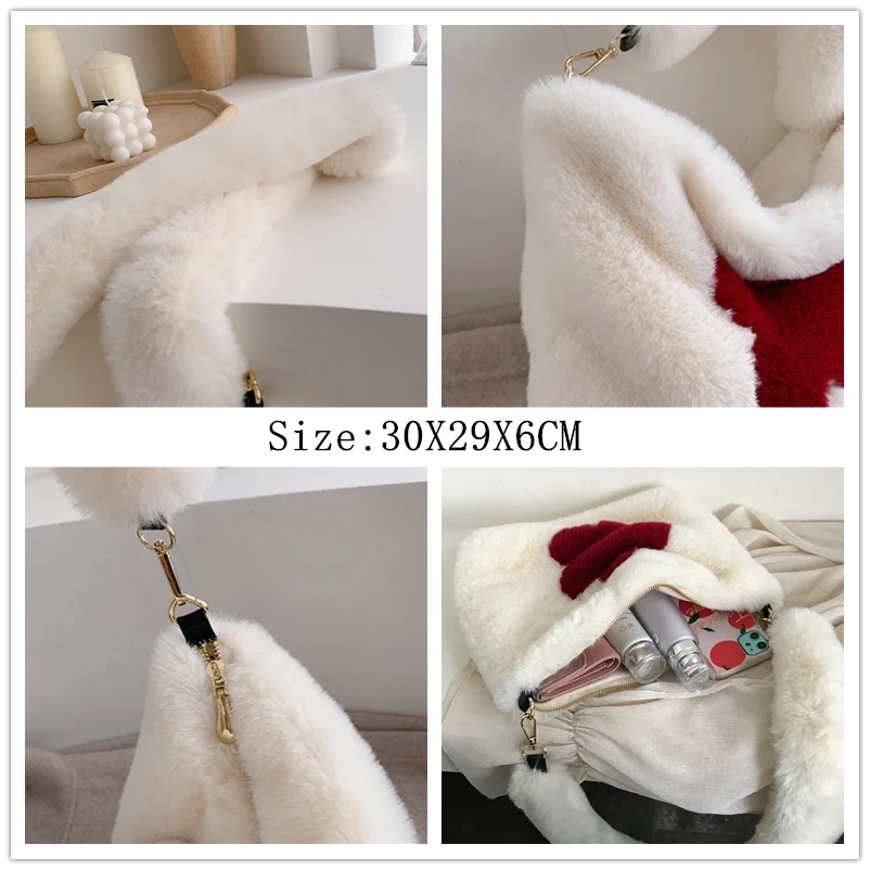 

High Quality Soft Plush Shoulder Bag For Women 2020 Faux Fur Star Design Crossbody Bag Casual Fashion Winter Handbags Female