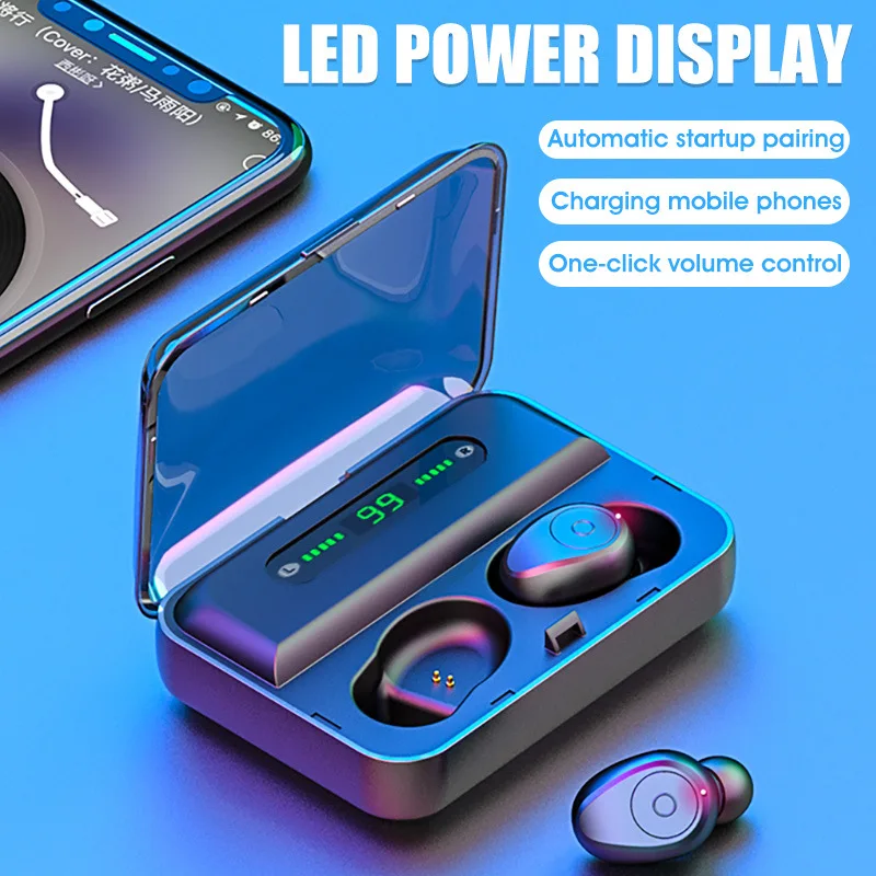 F9-5 TWS Bluetooth наушники V5.0 беспроводные HIFI стерео бас гарнитура с микрофоном 1500 мАч