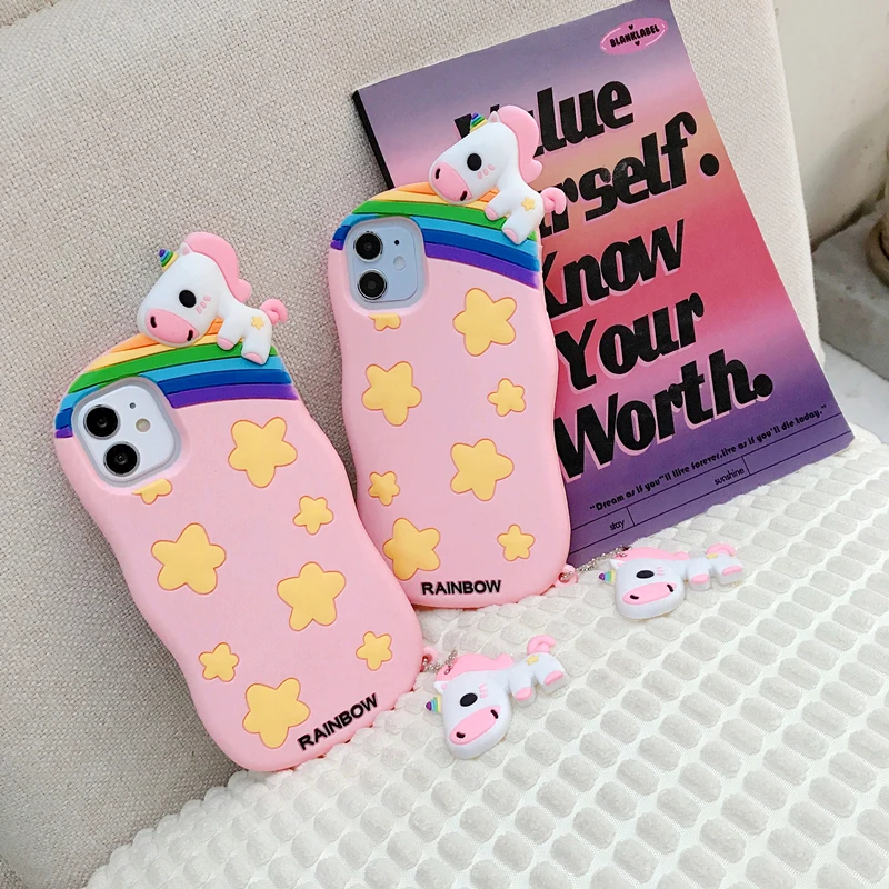 

Unicorn 3D Phone Case Kawaii Cartoon Silicone Soft Cases For iPhone 12 Mini 11 Pro Max 8 7 6 Plus XS MAX X XR SE 2020 Back Cover