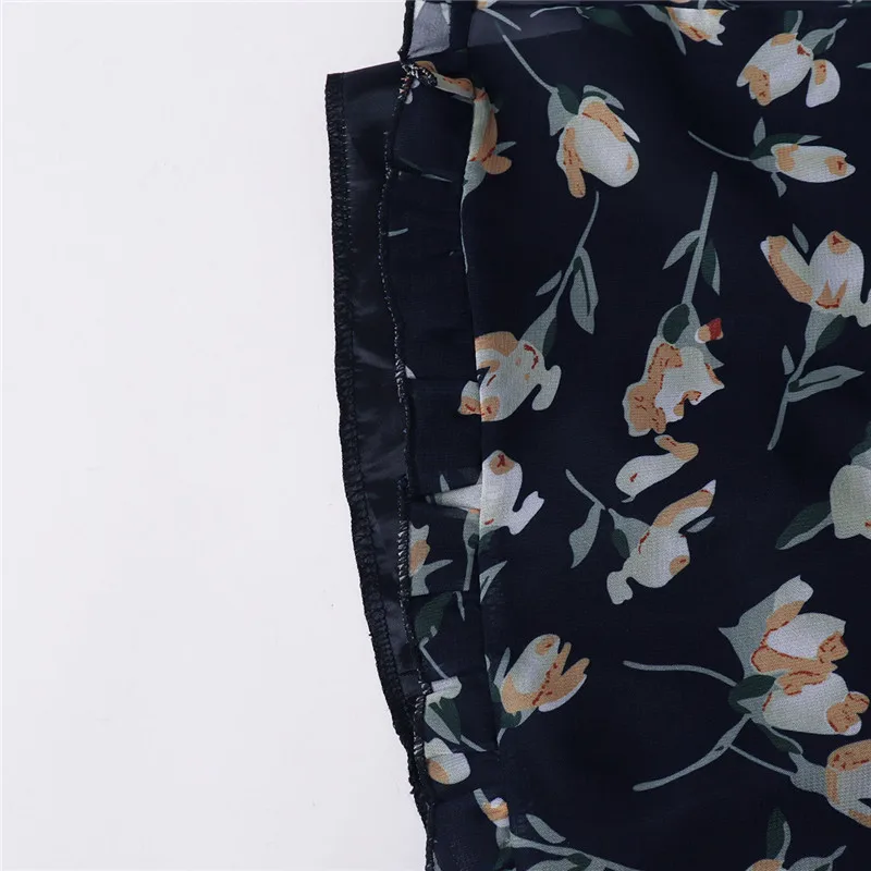 

Floral Printed Long Sleeve Ruffles Mini Dress Women Elegant Turtleneck Hollow Out Holiday Slim Vestidos Summer Bohemia