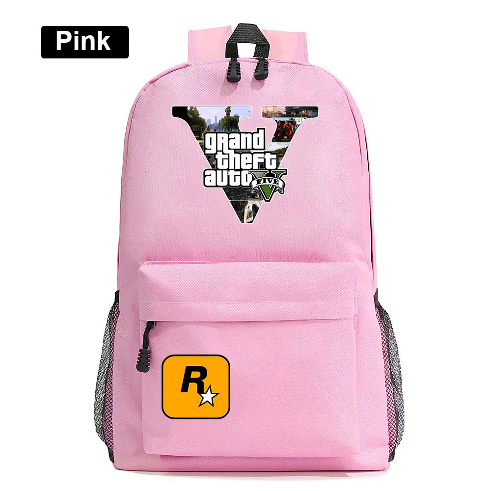 A34-16 Подарочные игры с героями мультфильмов, GTA5, клетчатая школьная сумка ярких цветов для мальчиков и девочек, женский рюкзак, школьные сумки для подростков, холщовые мужские школьные рюкзаки - Цвет: A34-16