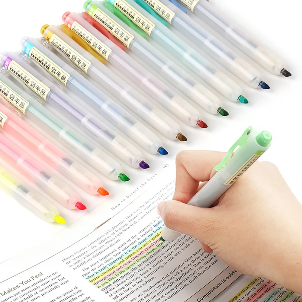 S Refillable Pastel Highlighter Pen Fluorescence Markers For
