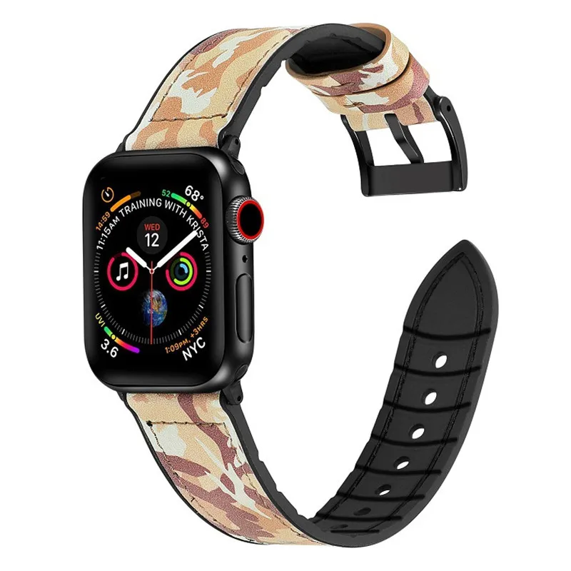 Спортивные камуфляжные ТПУ ремешок для наручных часов Apple Watch версии 40/44 мм Series 5 4 3