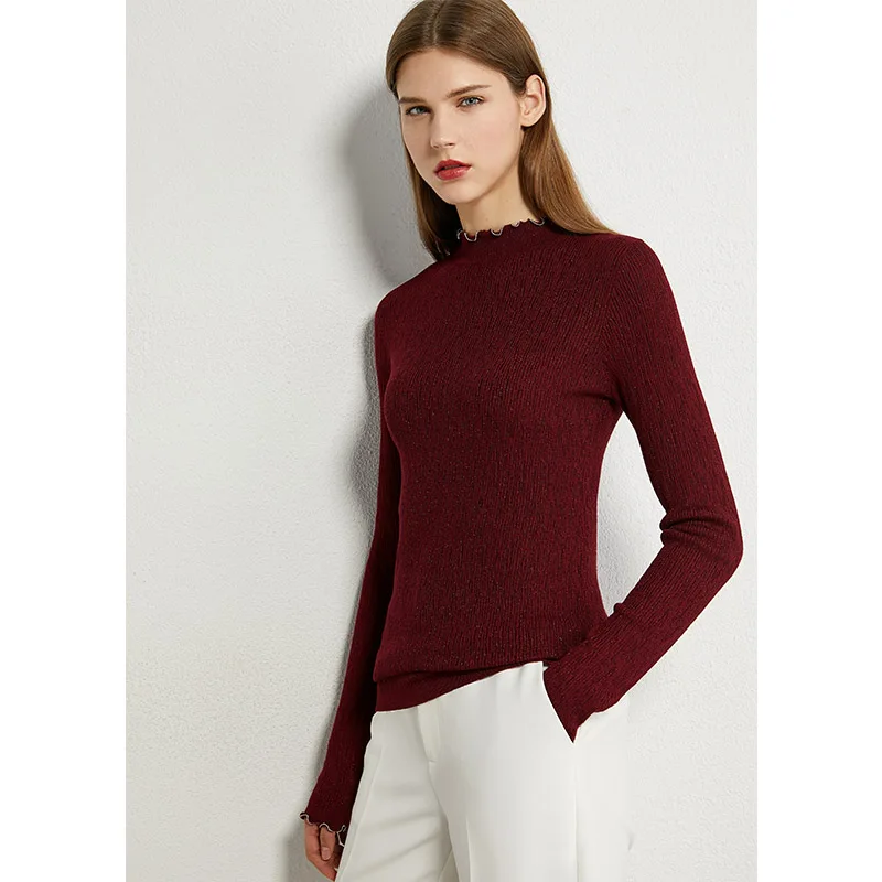 Свитер женский плиссированный с высоким воротником на осень 12060102 | Женская