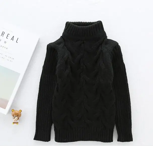solid black MERI AMMI/Одежда для мальчиков и девочек; зимняя теплая водолазка с длинными рукавами; трикотажные толстовки с рисунком медведя для детей 2-9 лет; J722 - Цвет: solid black