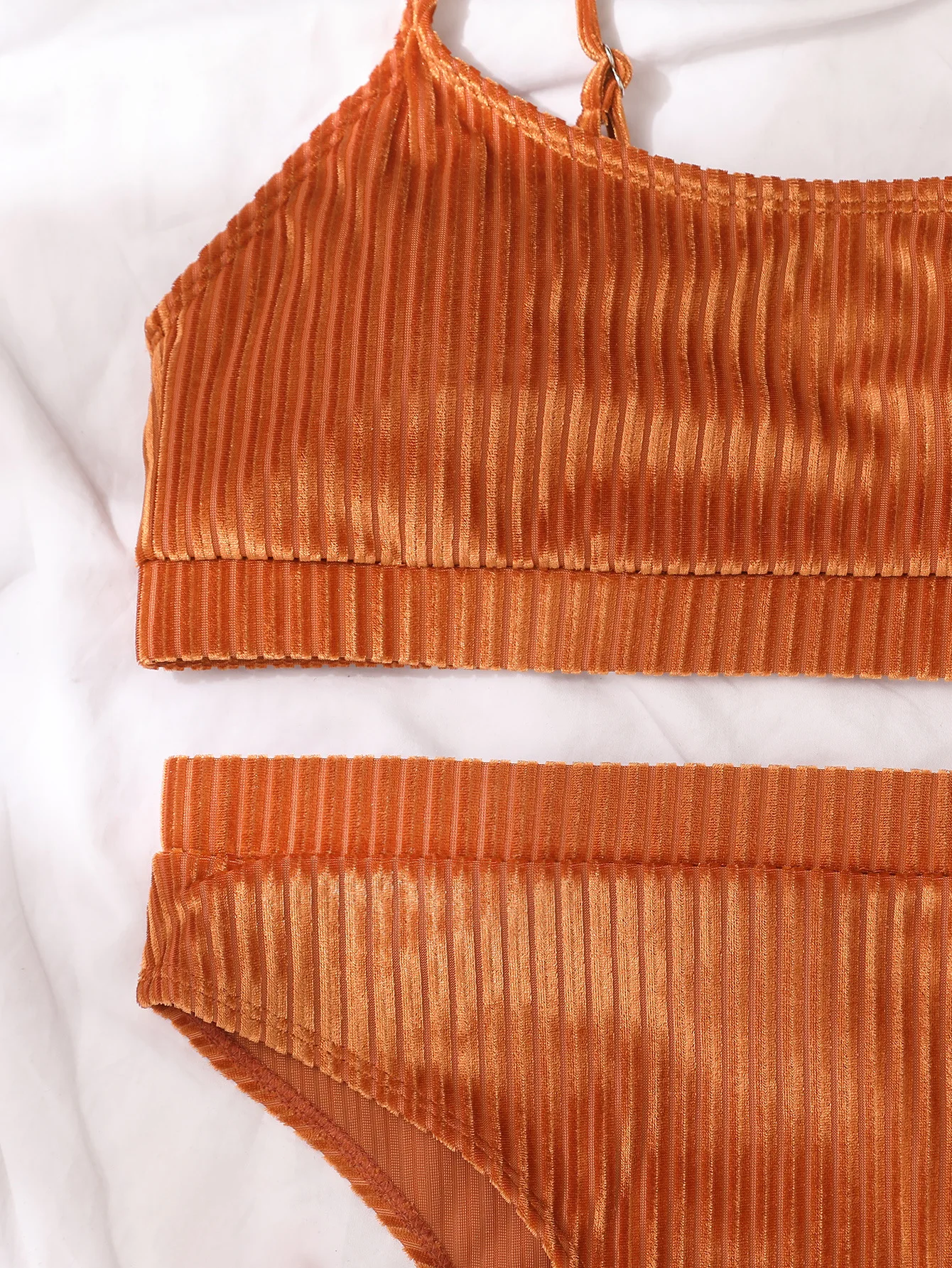 

2021 Beachwear Summer High Waist Bikinis Swimsuits Women Push Up Swimwear Ribbed Strap Bathing Suit Biquini Bikini Set