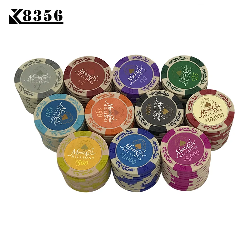 K8356 25 шт./лот доллар пшеничной пленки глиняные чипы монеты Baccarat Texas Hold'em Цвет Корона глина покерные игровые чипы Pokerstars 14 г