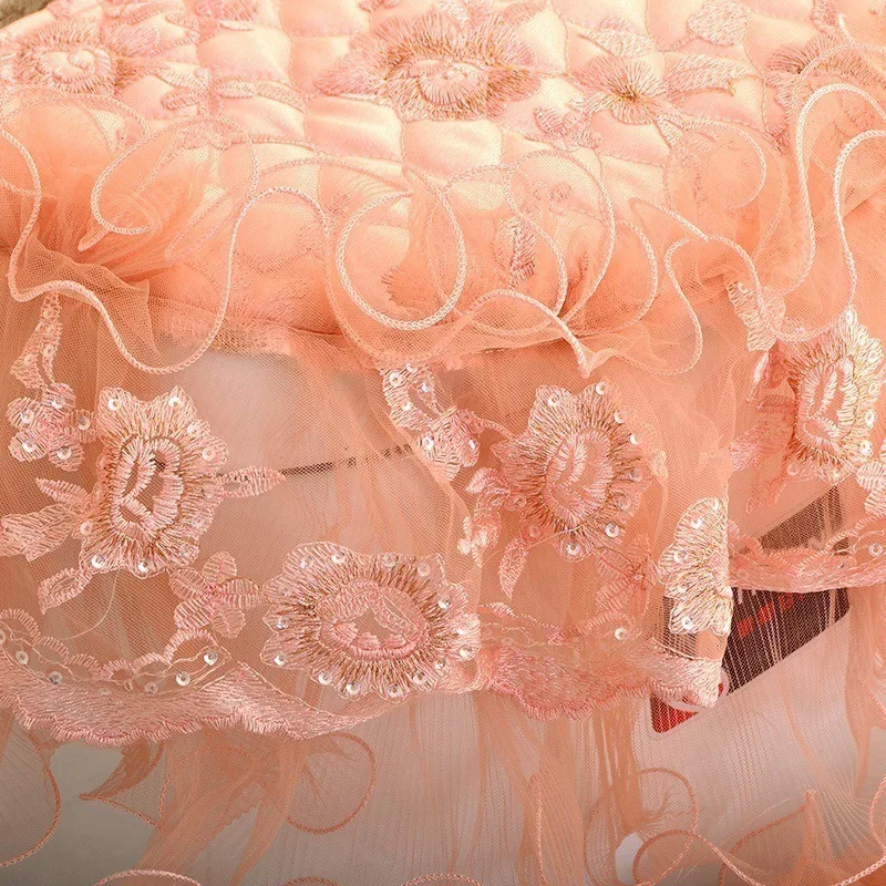 

3-Piece Lace Embroidery Toilet Seat Cushion Water Tank Cover Top Cover Toilet Cushion Set Seat Cover Dust Decoration