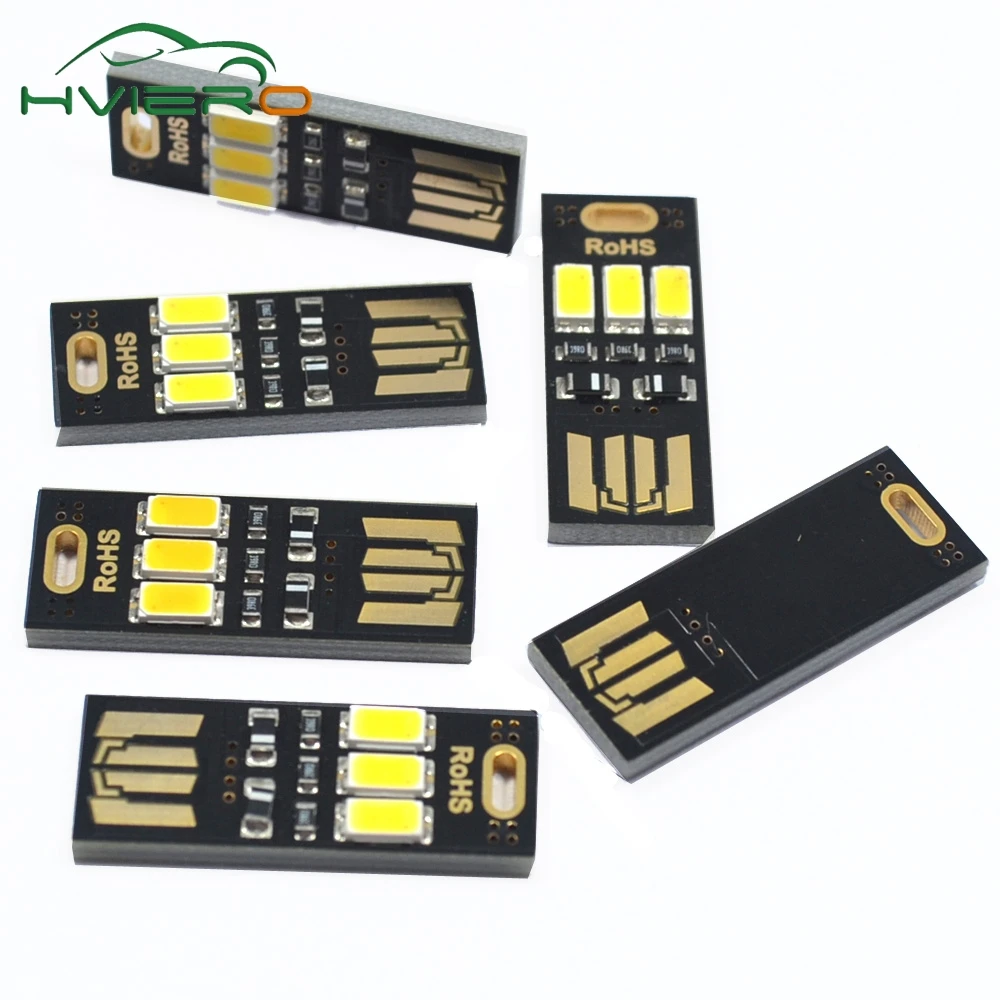5 шт. портативный мини USB 3LED Ночник светильник Настольная лампа 1 Вт в теплый/чисто