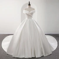promotion pure color satin robe mariage lustrous ball gown wedding dresses vestido de noiva plus size custom bridal gowns
