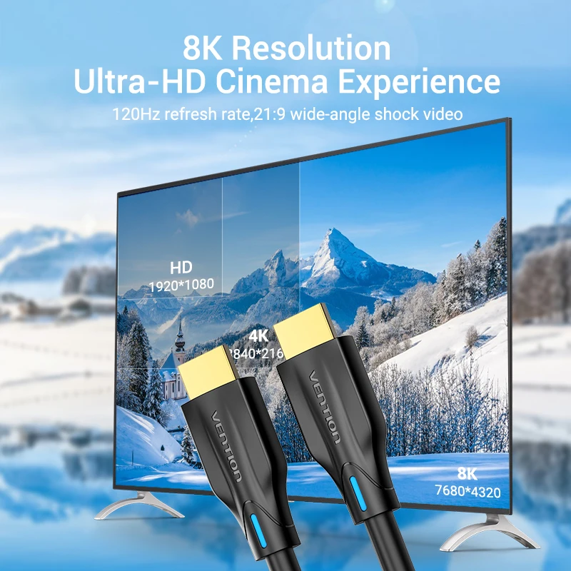 Кабель HDMI 2.1 Vention 4K 120 Гц 3D высокоскоростной 48 Гбит / с для PS4 Splitter Switch Box Extender Audio Video 8K on.