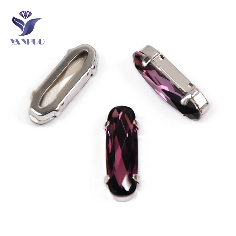 YANRUO 4161 все размеры Аметист удлиненный багет Точка назад DIY камни и кристалл страз