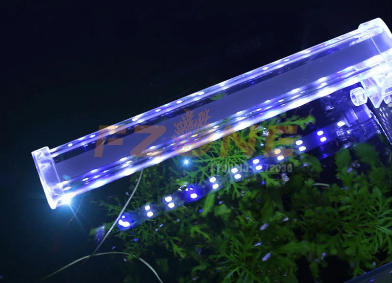 Кристальная Светодиодная лампа для аквариума с крышкой на клипсе 220 В синим и