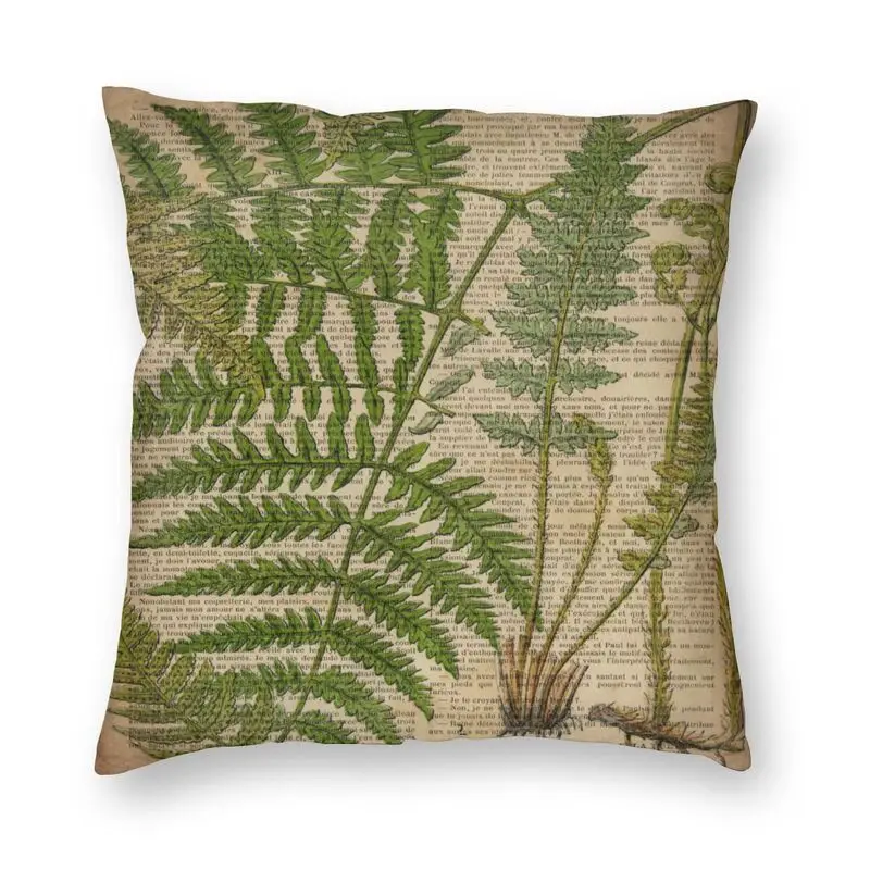 

Soft Vintage Foliage Botanical Fern Leaves Throw Pillow Case Decoration Custom Square Tropical Plants Cushion Cover Pillowcover