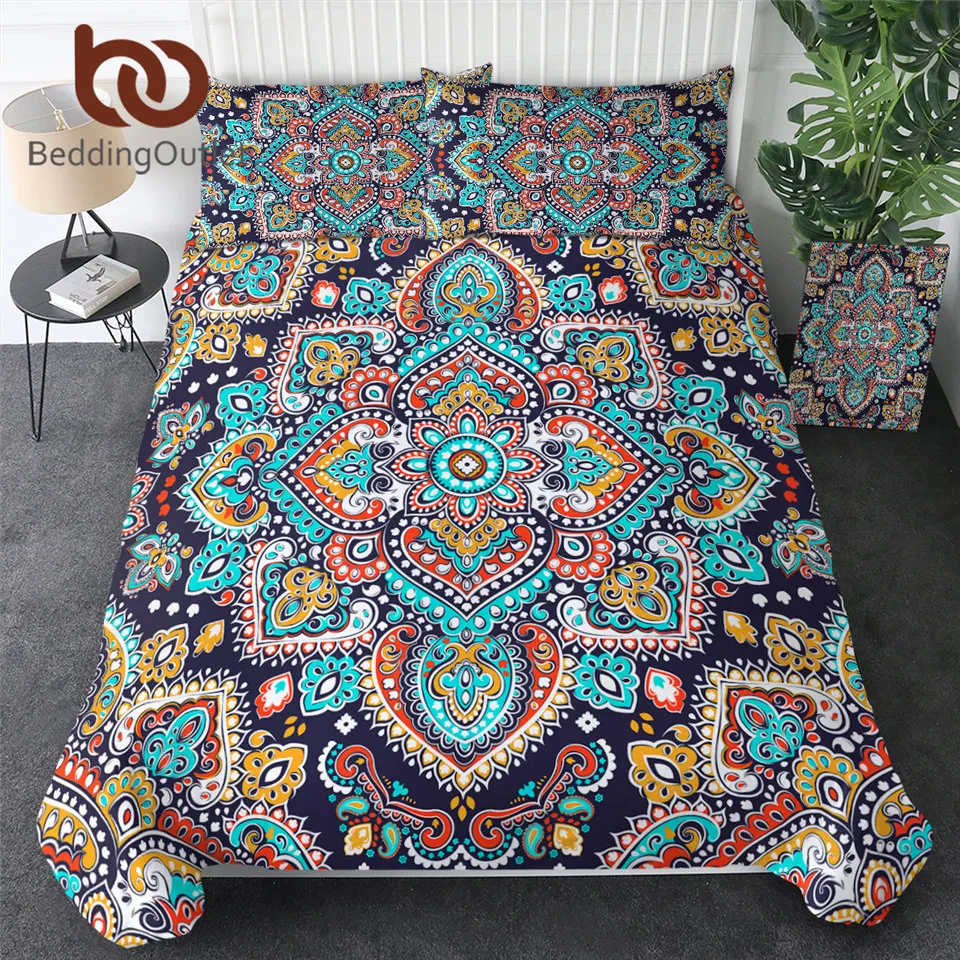 

BeddingOutlet Mandala Bedding Set Ethnic Pattern Duvet Cover Boho Flower Bedclothes Floral Tribal Colorful Comforter Cover Set